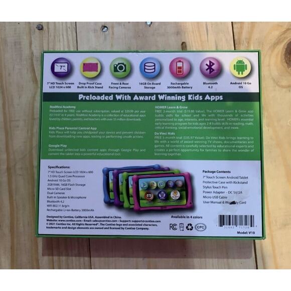 Contixo kids 7" learning tablet V10-green1 - Picture 2 of 6